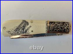 Sam Mc Dowell Signed Scrimshaw dual blade knife