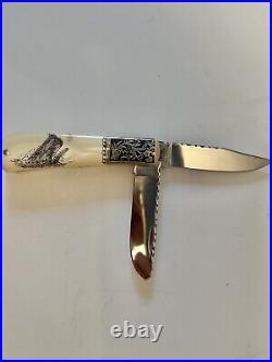 Sam Mc Dowell Signed Scrimshaw dual blade knife