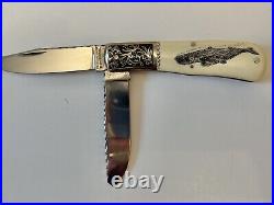 Sam Mc Dowell Signed Scrimshaw dual blade knife