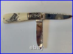 Sam Mc Dowell Signed Scrimshaw dual blade knife