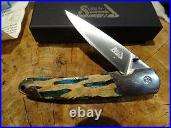 Santa Fe Stoneworks 4 1/8 Cholla Pocket Knife Wood & Turquoise Handle 440hc Bla