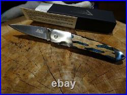 Santa Fe Stoneworks 4 1/8 Cholla Pocket Knife Wood & Turquoise Handle 440hc Bla