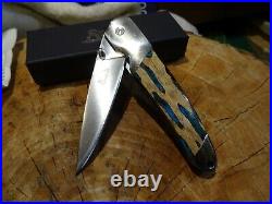 Santa Fe Stoneworks 4 1/8 Cholla Pocket Knife Wood & Turquoise Handle 440hc Bla