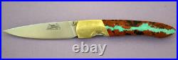 Santa Fe Stoneworks Vein Turquoise Handle Liner Lock Folding Knife WithPocket Clip