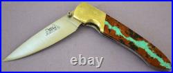 Santa Fe Stoneworks Vein Turquoise Handle Liner Lock Folding Knife WithPocket Clip
