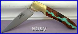 Santa Fe Stoneworks Vein Turquoise Handle Liner Lock Folding Knife WithPocket Clip