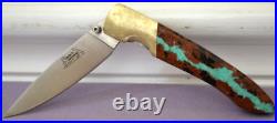 Santa Fe Stoneworks Vein Turquoise Handle Liner Lock Folding Knife WithPocket Clip