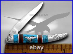 Schatt & Morgan Yellowhorse Toothpick Knife Eagle Turquoise 1/100 Stainless ###2