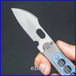 Serge Knives BEAN MID-TECH TITANIUM. 3-Hole Blue Inlay. Rare EDC