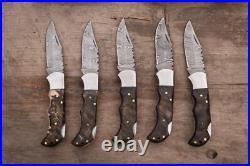 Set Of 20pcs Of Custom Pocket Knives, Ram Horn Handle With Leather Sheath