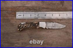 Set Of 20pcs Of Custom Pocket Knives, Ram Horn Handle With Leather Sheath