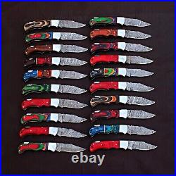 Set Of 40pcs Of Custom Pocket Knives, Colored Wood Handle With Leather Sheath