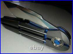 Seth Taylor Knives Vispera Elite Flipper Zirconium Blue Titanium Custom Knife