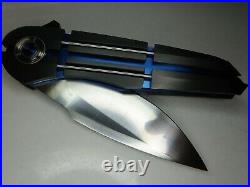Seth Taylor Knives Vispera Elite Flipper Zirconium Blue Titanium Custom Knife