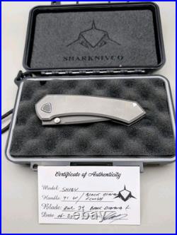 Sharknivco Knives, Edison Barajas Custom Shiru, RWL-34, Milled Ti, 06/24 USA