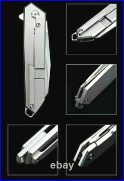 Sheepsfoot Pocket Folding Knife Hunting Survival Wild D2 Steel Titanium Handle S