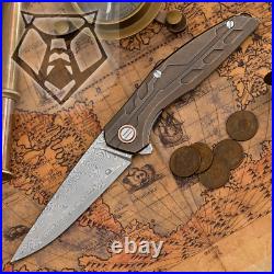 Shirogorov 111 Damascus Custom Division Titanium Handle Collectible Knife