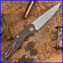 Shirogorov 111 Damascus Custom Division Titanium Handle Collectible Knife