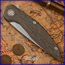 Shirogorov 111 Damascus Custom Division Titanium Handle Collectible Knife