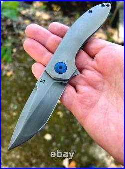 Simeon Custom Knife. Brand new, fully contoured with'smoke finished blade