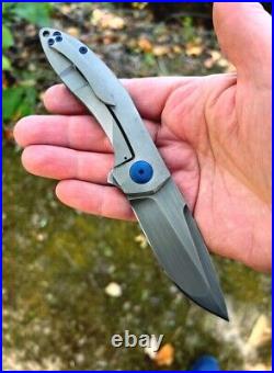 Simeon Custom Knife. Brand new, fully contoured with'smoke finished blade