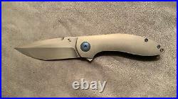 Simeon Custom Knife. Brand new, fully contoured with'smoke finished blade