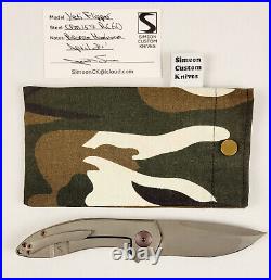 Simeon Custom Knives Yeti Flipper CPM154 RC60 Bronze Certificate of origin