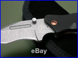 Sniper Bladeworks Sbw Custom Knife / Recurve Lpc / S30v Stonewash / G10 & Ti