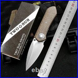 Spear Point Folding Knife Pocket Hunting Survival 14C28N Steel Micarta Handle S