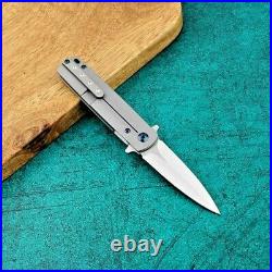 Spear Point Folding Knife Pocket Hunting Survival Flipper 14C28N Steel Titanium