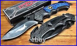 Spring Assisted Tactical Air Force Folding Pocket Knife with Seatbelt Cutter 702