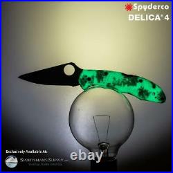 Spyderco C11ZFPGITDBK Delica Zome Glow in Dark FRN Handle Folder Plain Edge NEW