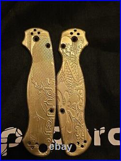 Spyderco Pm2 Paramilitary 2 Brass Scales Custom Deep Engraved One Of A Kind