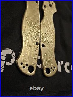 Spyderco Pm2 Paramilitary 2 Brass Scales Custom Deep Engraved One Of A Kind