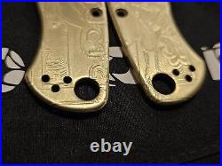 Spyderco Pm2 Paramilitary 2 Brass Scales Custom Deep Engraved One Of A Kind