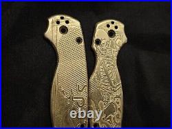 Spyderco Pm2 Paramilitary 2 Brass Scales Custom Deep Engraved One Of A Kind