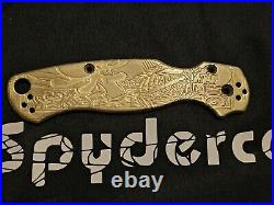 Spyderco Pm2 Paramilitary 2 Brass Scales Custom Deep Engraved One Of A Kind