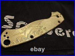 Spyderco Pm2 Paramilitary 2 Brass Scales Custom Deep Engraved One Of A Kind