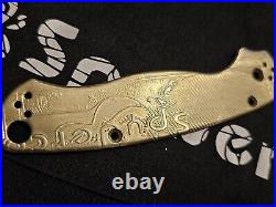 Spyderco Pm2 Paramilitary 2 Brass Scales Custom Deep Engraved One Of A Kind