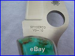 Spyderco Police Special Custom Turquoise Knife By Santa Fe Stoneworks