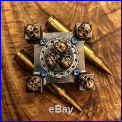 Steel Flame 3-D Copper Pile of Skulls Ring Spin KillBoX