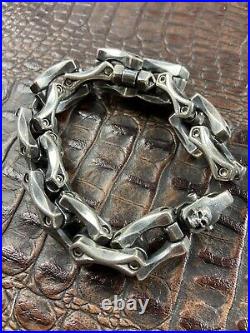 Steel Flame Axe Link Silver Bracelet With Darkness Clasp