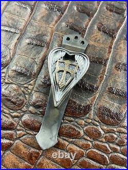Steel Flame Silver Arch Angel Crusader Shield 3 Hole Emerson Pocket Clip