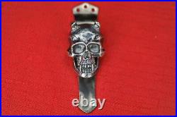 Steel Flame XL 3D Hannya Skull in Silver, Three Hole Pocket Clip, fits Emerson