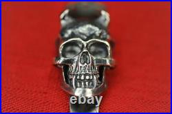 Steel Flame XL 3D Hannya Skull in Silver, Three Hole Pocket Clip, fits Emerson