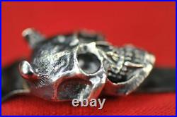 Steel Flame XL 3D Hannya Skull in Silver, Three Hole Pocket Clip, fits Emerson