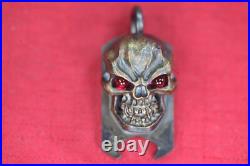 Steel Flame XL 3D Hardness Skull withRed Eyes in Bronze Stainless EBO