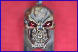 Steel Flame XL 3D Hardness Skull withRed Eyes in Bronze Stainless EBO