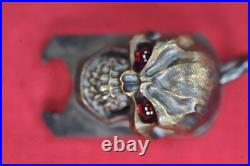 Steel Flame XL 3D Hardness Skull withRed Eyes in Bronze Stainless EBO