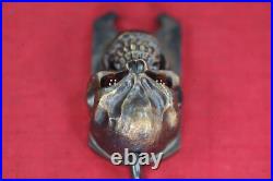 Steel Flame XL 3D Hardness Skull withRed Eyes in Bronze Stainless EBO